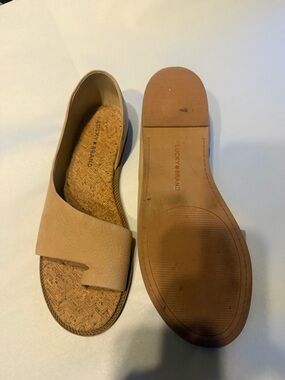 Lucky Brand Tan Open-Toe Slide Mules